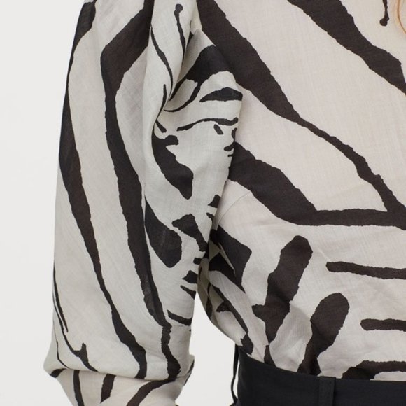 NWT H&M Studio Collection Puff Sleeve Zebra Top 2 - Picture 5 of 5